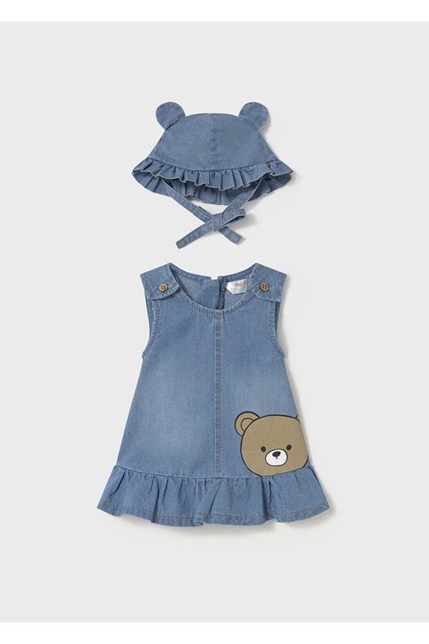 Newborn Girl Denim Dress with Hat