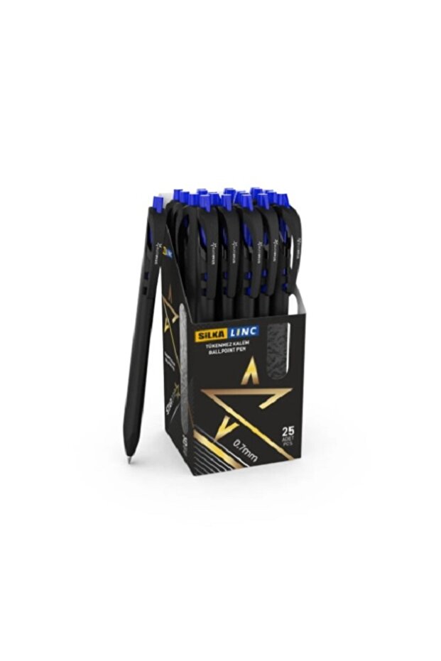 Silka Linc Starone Iğne Uç Basmalı Tükenmez Kalem Mavi 25 'li ( 1 Paket ) 1.0mm
