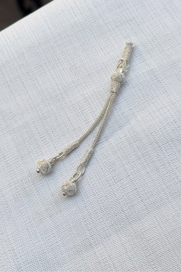 Silver Kazaziye Classic Model Two-Strand Rosary Tassel - Silver Color