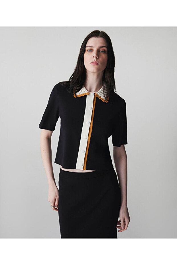 Contrast Collar Colorblock Knitwear