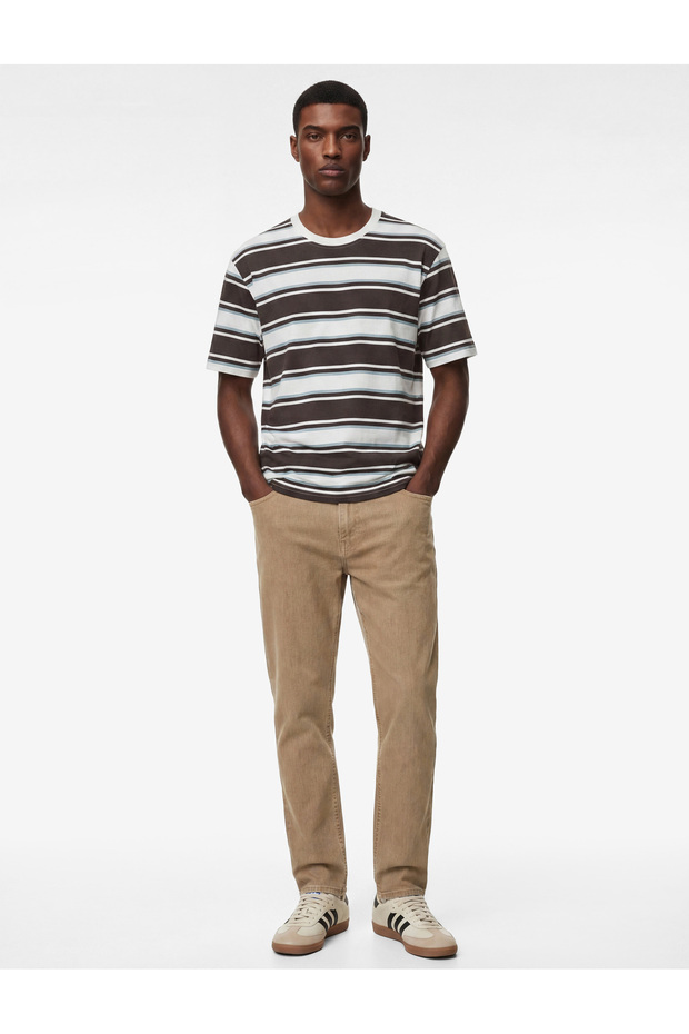 Regular Waist Pocketed Cotton Slim Fit Jean Trousers - Brad Jean