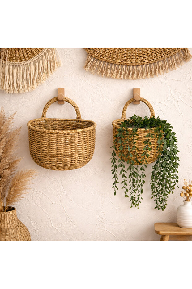 Double Rattan Hanging Basket