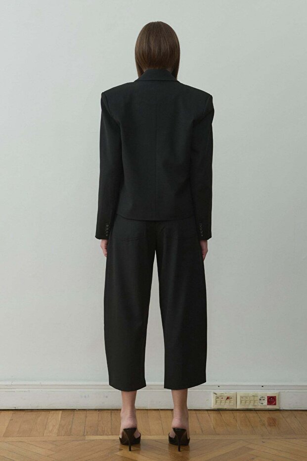 Black Ash Double-Breasted Blazer Jacket - 5