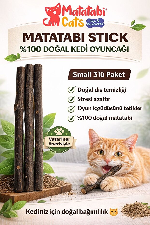 Matatabi Stick Small 3 Pack Natural Chew Sticks, Cat Toy 12 Cm