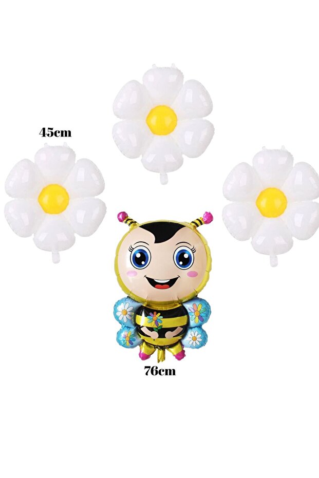 🌼   Spring Themed Foil Balloon Set - Party Enthusiasm with Daisy and Bees! 🐝 ☁️