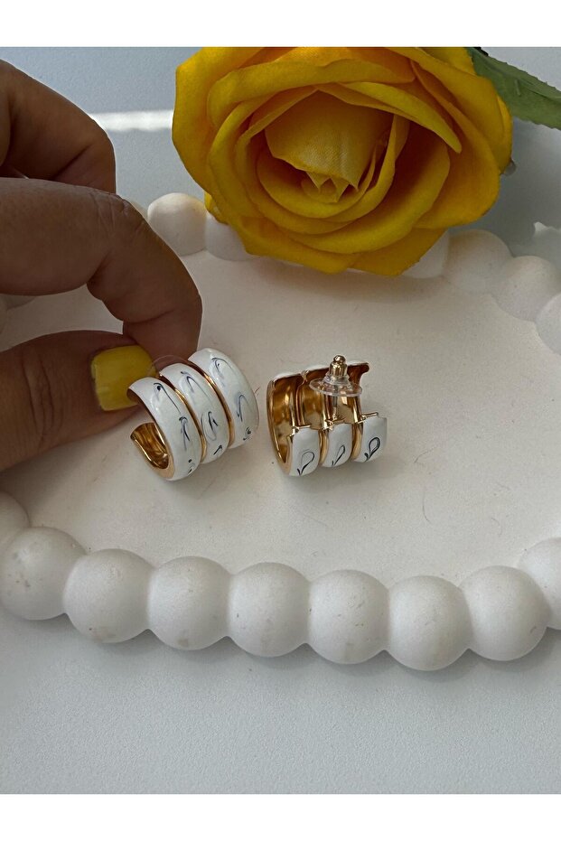 Accessory, Triple Enamel Earrings