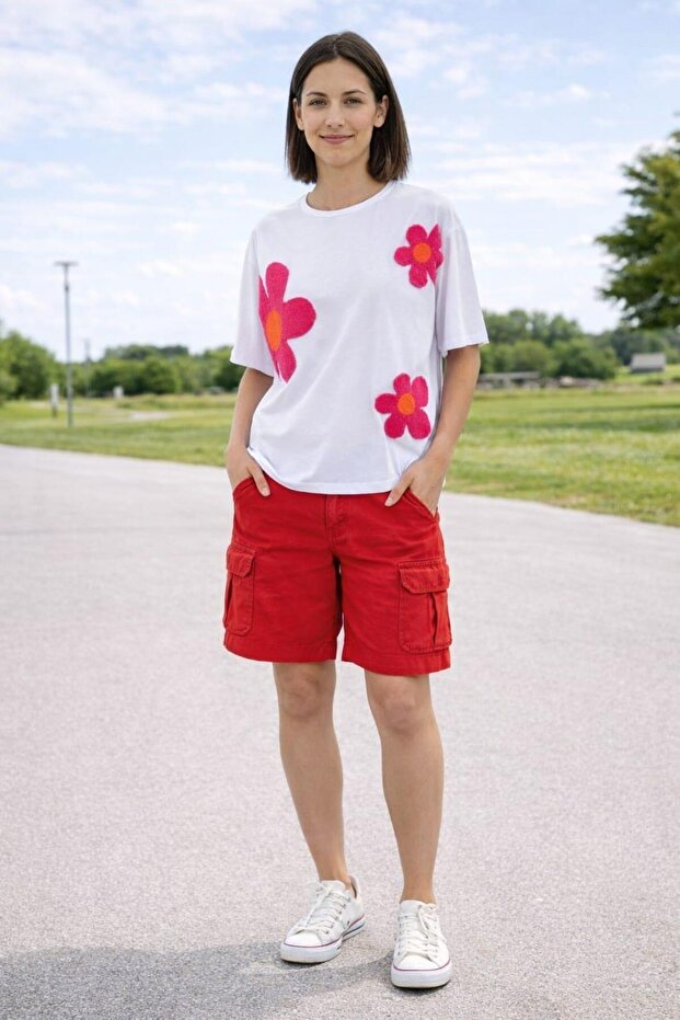 Flower Patterned Women's T-Shirt