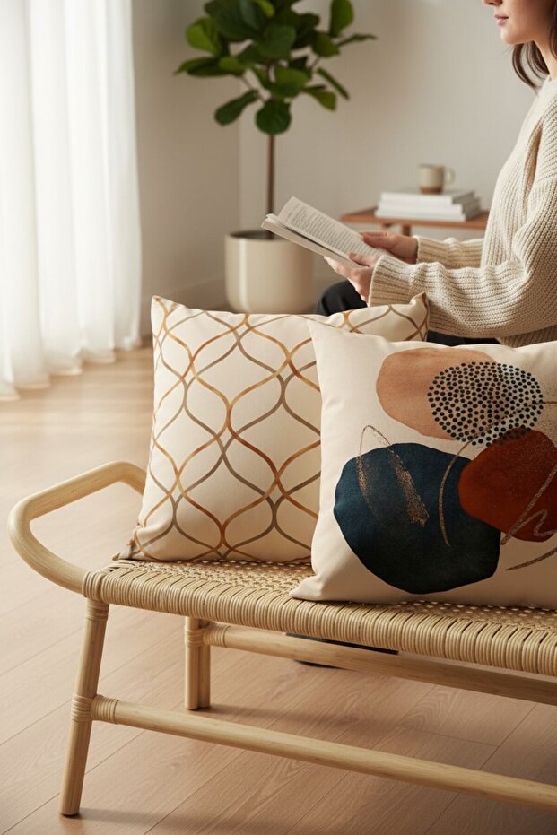 2 Digital Printed Patterned Square Pillowcases