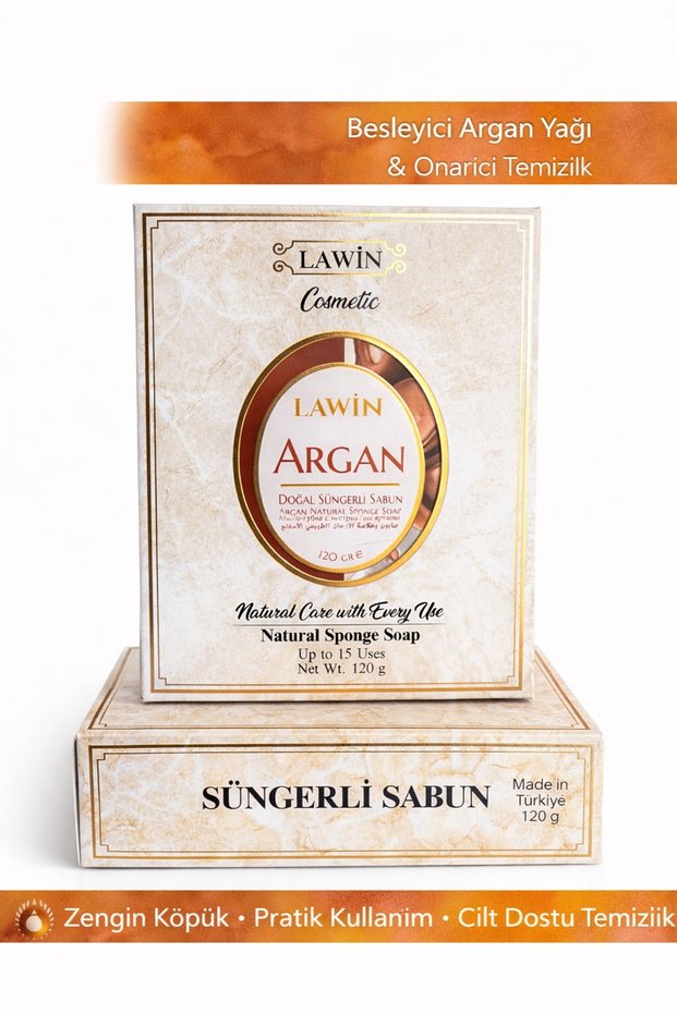 Argan Extract Natural Sponge Soap – Bath Sponge, Exfoliating Effect, Rich Foam