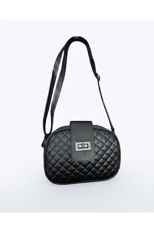 Women's Shoulder Bag with Three Zippers on the Front and Rotating Locking Feature