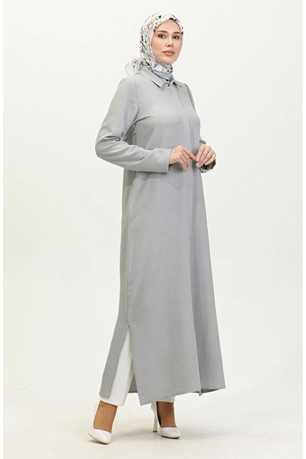 Shirt collar abaya 24019-04 gray