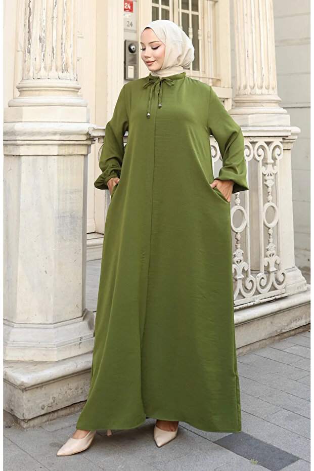 Zippered Jacket with Elasticated Sleeves 0140-08 Khaki Green