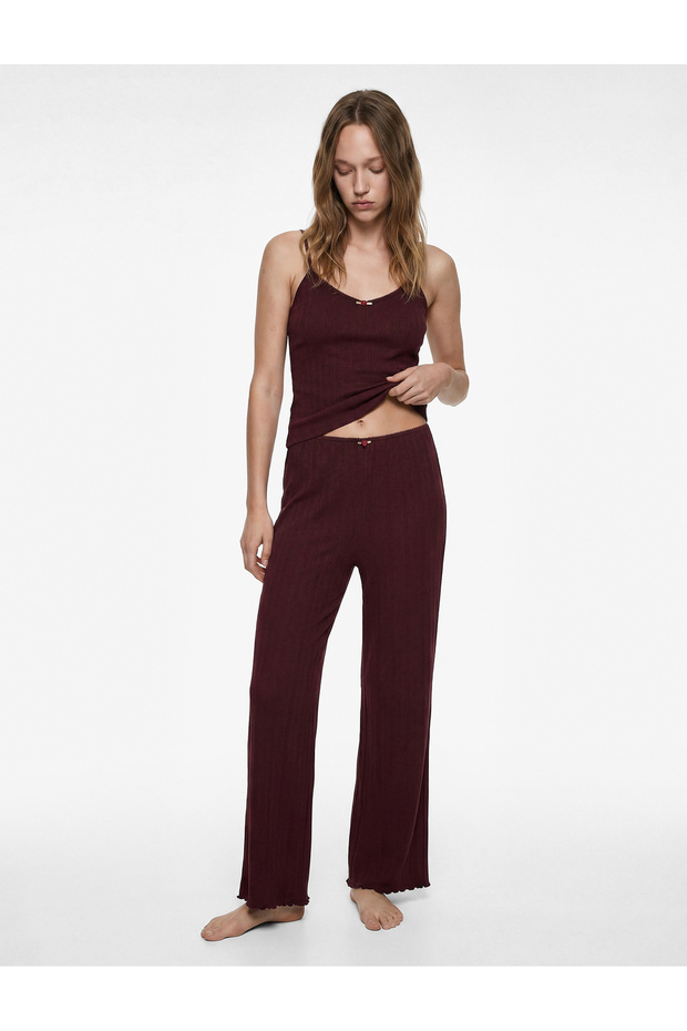 Elastic Waist Viscose Blend Comfortable Cut Pajama Bottoms