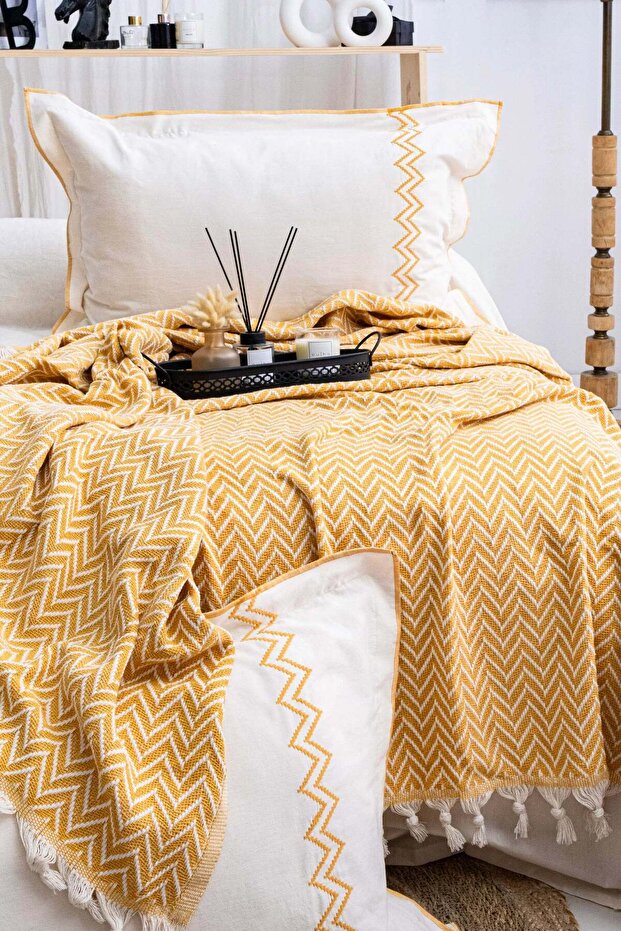 Luna Mustard Bedspread - 1
