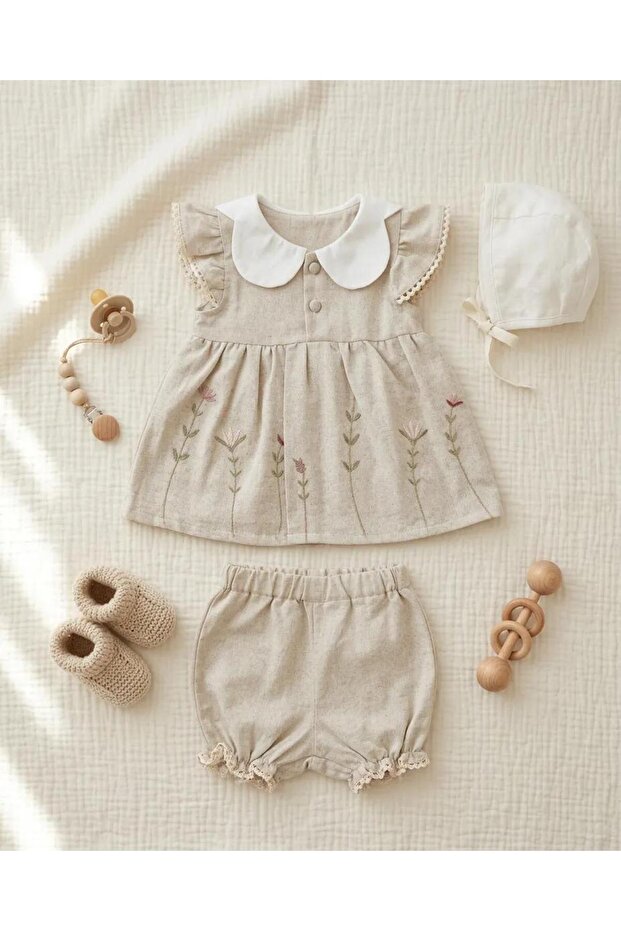 Linen Embroidered 2 Piece Set