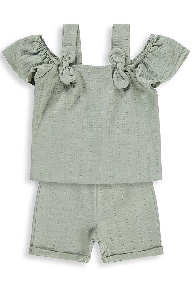 6-18 Months Set with Bow Strap Shorts - Green