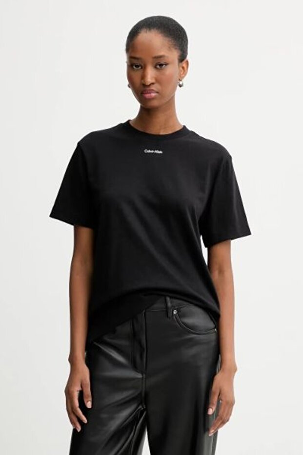 SS 20S Classic Logo Tee Kadın Bisiklet Yaka T-Shirt Siyah - 2