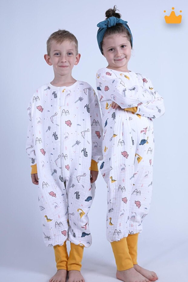 Children's Seasonal Sleeping Bag 2-8 Years Old 1 Tog 4 Layers Muslin Long Sleeve Sleeping Bag