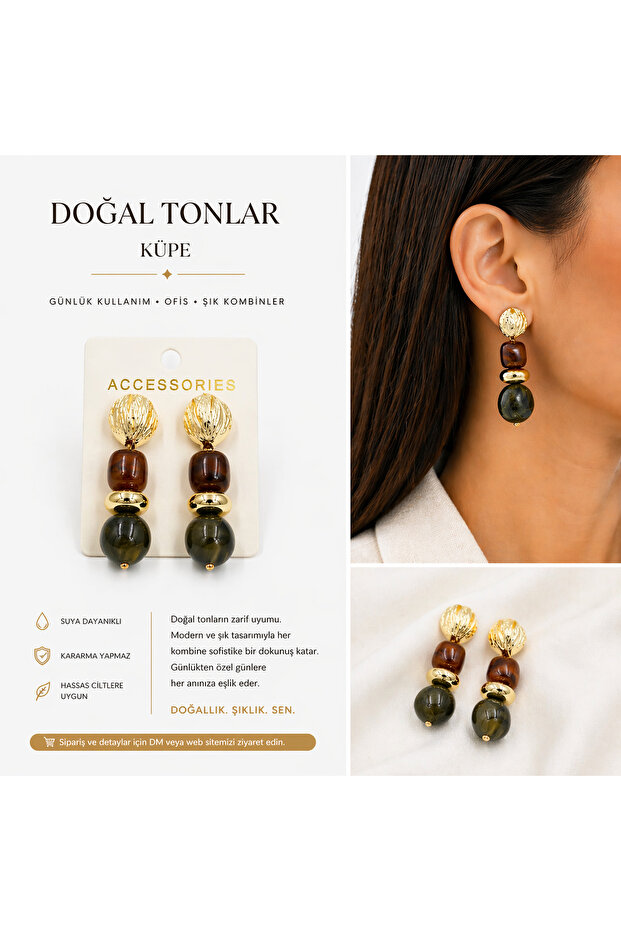 Natural Stone Look Vintage Earrings