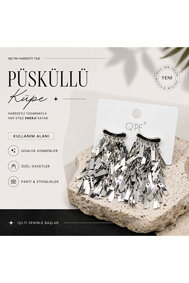 Silver Color Chain Tassel Earrings