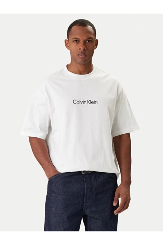 BEYAZ LOGOLU ERKEK T-SHIRT - 1