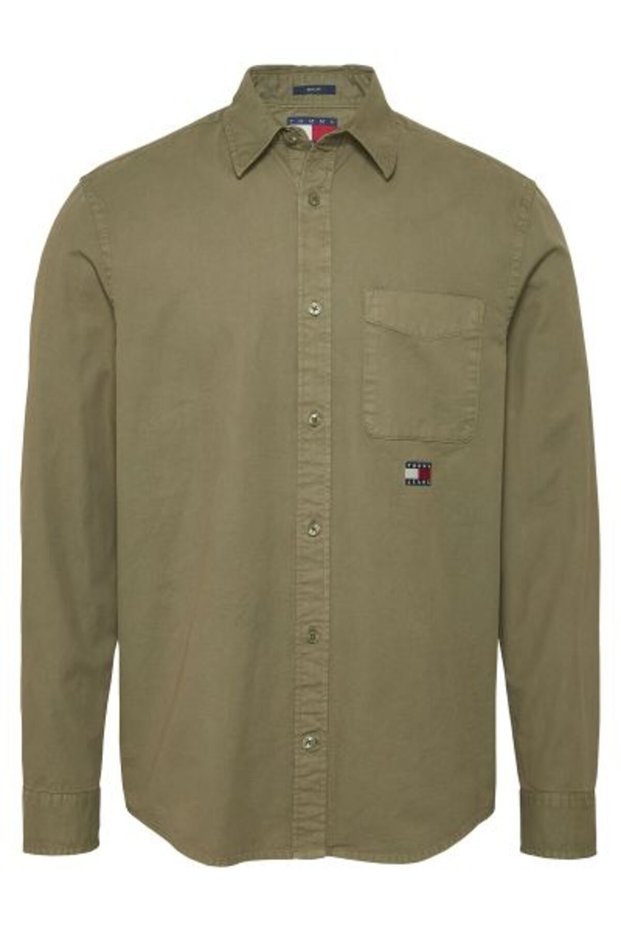 Tommy Jeans Tjm Reg Washed Twill Shirt Men's Green Shirt Dm0Dm21107M12