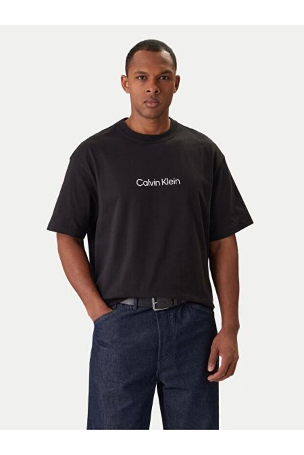 SİYAH LOGOLU ERKEK T-SHIRT - 1