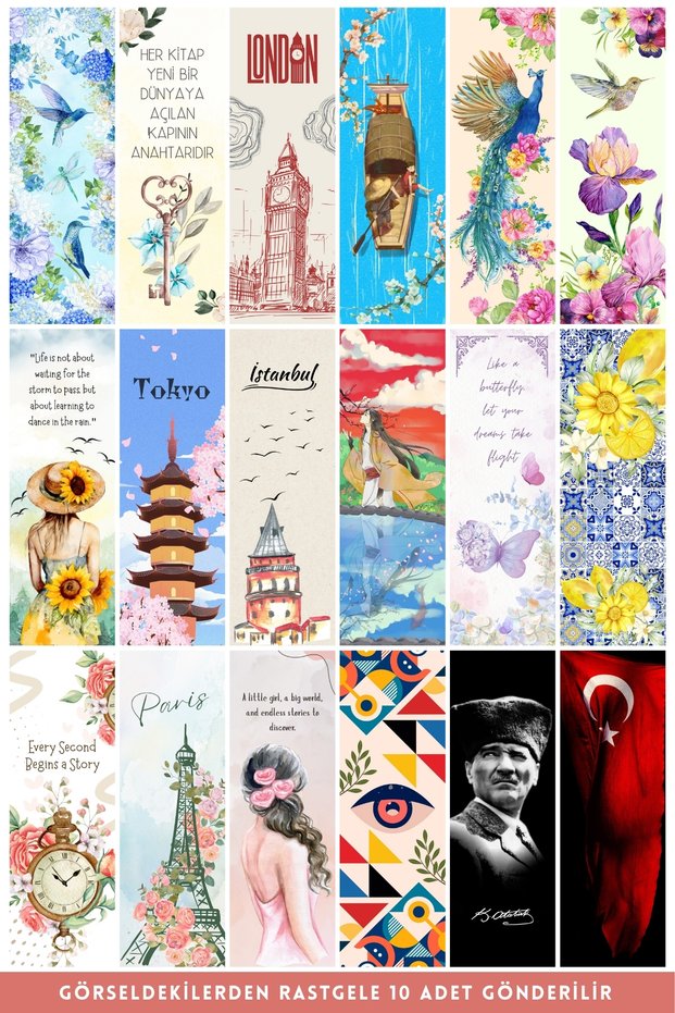 Set of 10 Mixed Bookmarks