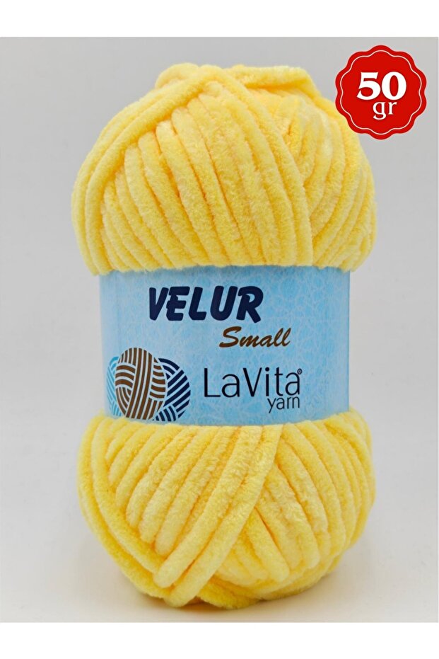 LaVita Yarn LaVita Velur Small Kadife El Örgü İpi %100 Polyester 50gr (2026 K.SARI)