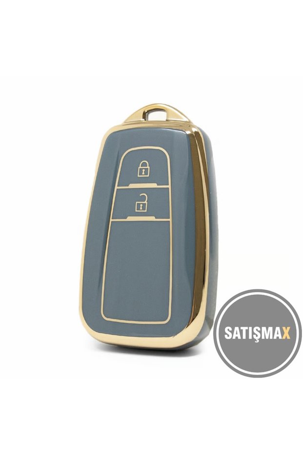 Toyota Corolla Prius Camry C-Hr Rav 4 Prado 2 Land Cruiser 2 Key Protection Case with 2 Buttons 1St Quality Gray Gold