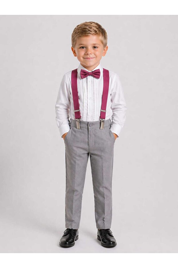 Dapwear's Adjustable Trouser Strap and Bow Tie Set for Boys (1-9) Years Old
