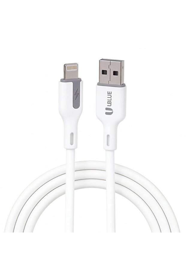 كابل آيفون، USB-A إلى لايتنينج، سيليكون، 1 متر، أبيض، لآيفون 12/13/14 برو ماكس، سلسلة 8-13.