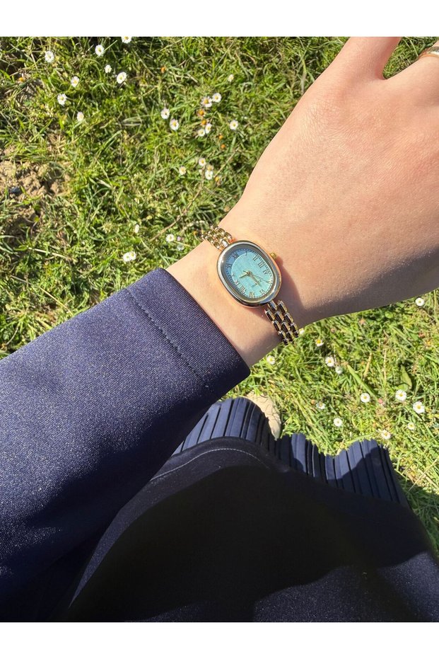 Retro Minimal Metal Cord Vintage Women's Wristwatch Inside Green