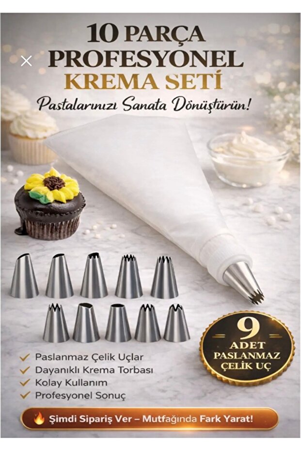 9 Different Tip Cream Squeezing Pastry Decorating Bags
