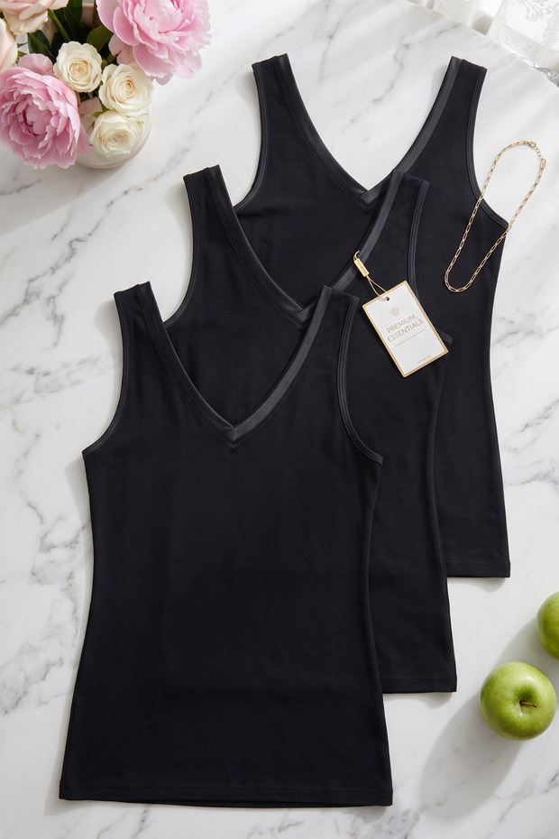 95% Bamboo V-Neck Satin Detailed Premium 3-Piece Women's Athlete Set