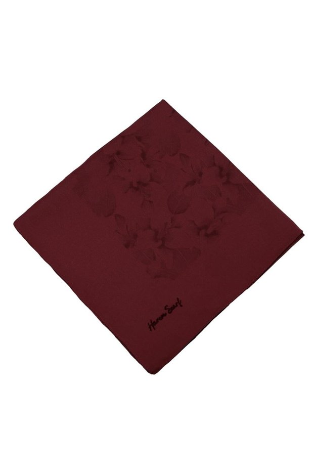 Viscose Scarf - Gold Derin - Claret Red