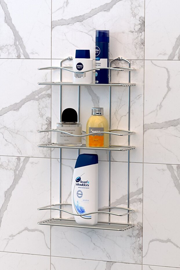Three-Tier Bathroom Shelf Shampoo Holder Chrome Bk013