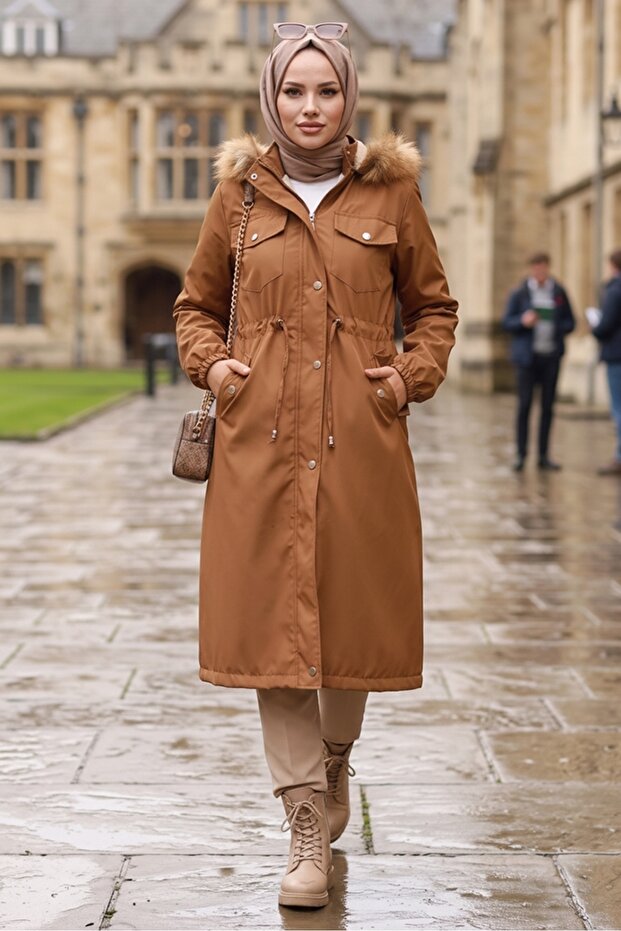 Leon Portable Hooded Coat 594 - Tan