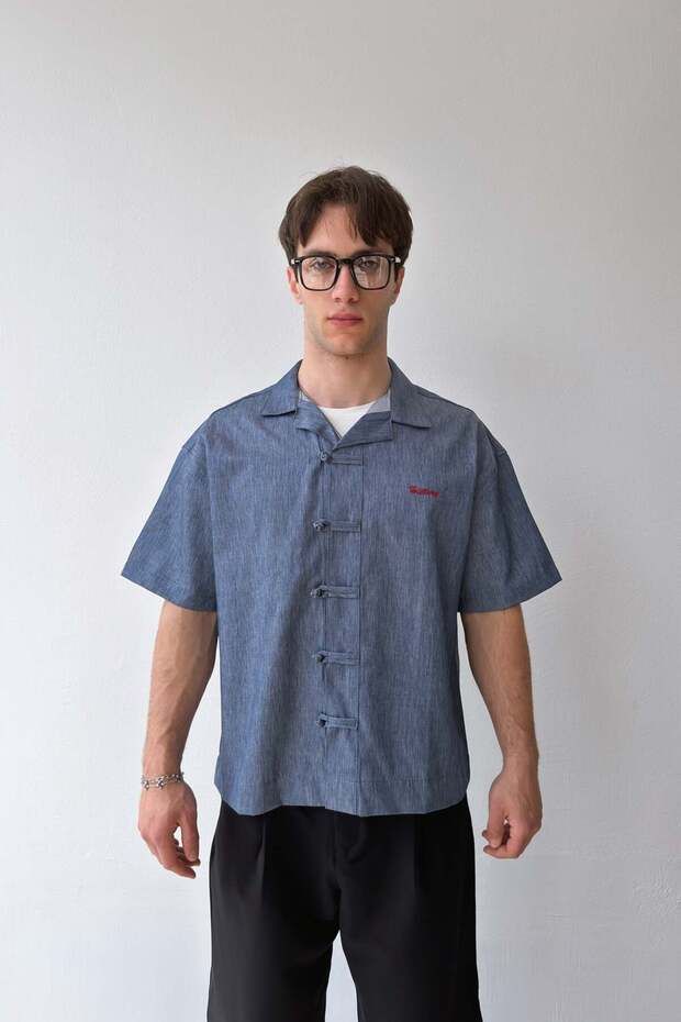 History Embroidered Kimono Shirt