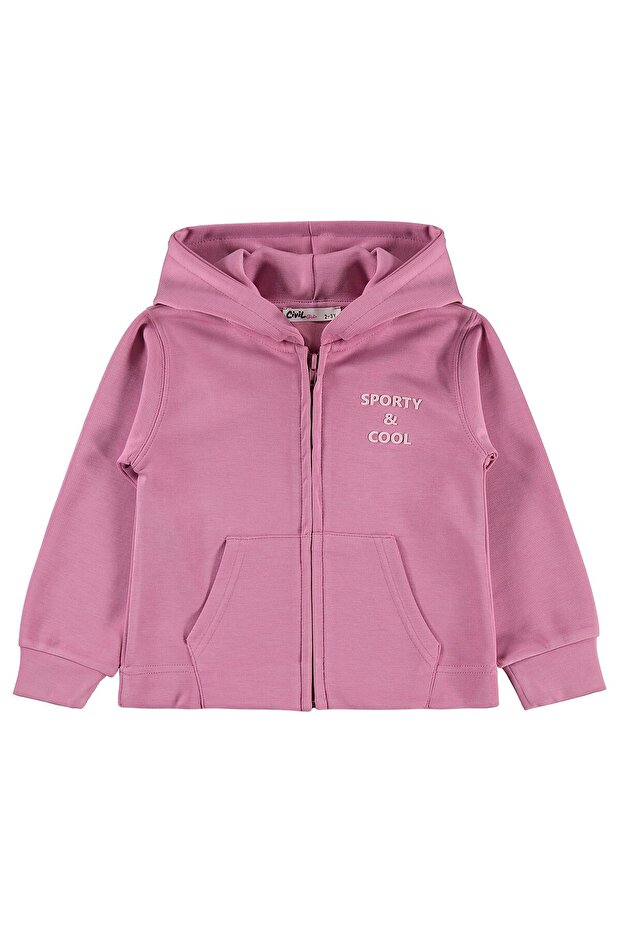 Civil Girls' Sporty&Cool Printed Cardigan | Cupra Long Sleeve Hoodie | School Nursery and Daily Use - Pink