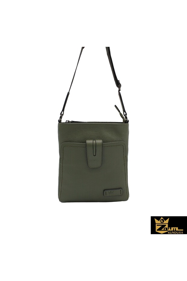 Unisex Green Genuine Leather Messenger Bag 792300721-1