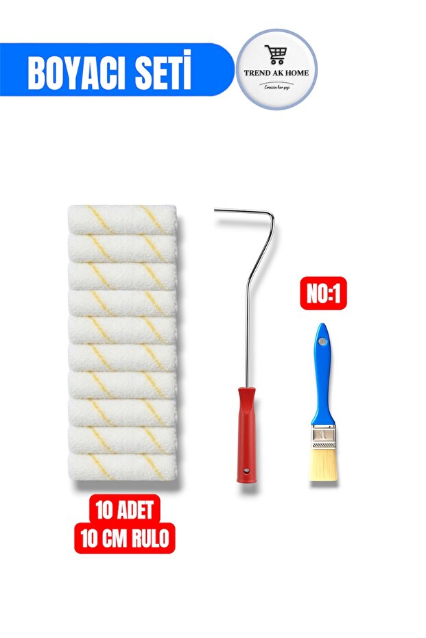 10cm 10Pcs Finger Roller, Cutting Brush No.1 and Roller Handle Painting Set