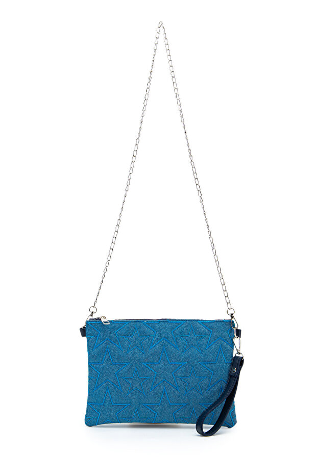 Stitched Clutch Star Women's Star Bag Silvery Blue