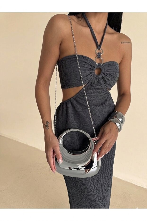 Half Moon Women's Hand and Crossbody Bag with Gold Chain - Special Design