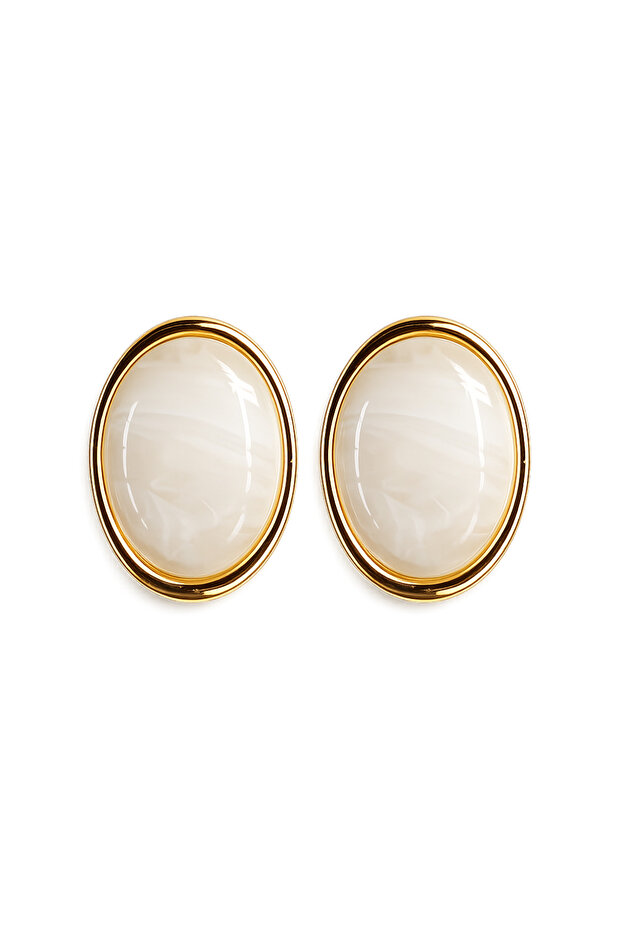Steel Colored Stud Earring - 1