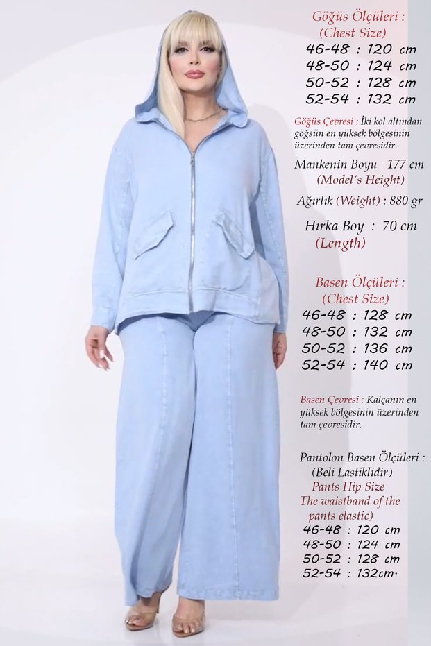 Plus Size Women's Summer Spring Soft Textured Top Quality 100% Tencel Fabric Anti-Sweat Comfortable Fit Cardigan Jacket Zippered Hoodie Shirt and Wide-Leg Pants Two-Piece Set