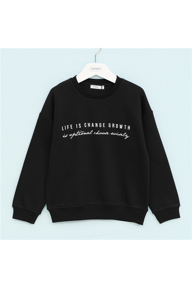 Boy's Long Sleeve Brushed Inside Sweatshirt - 16553 - Black