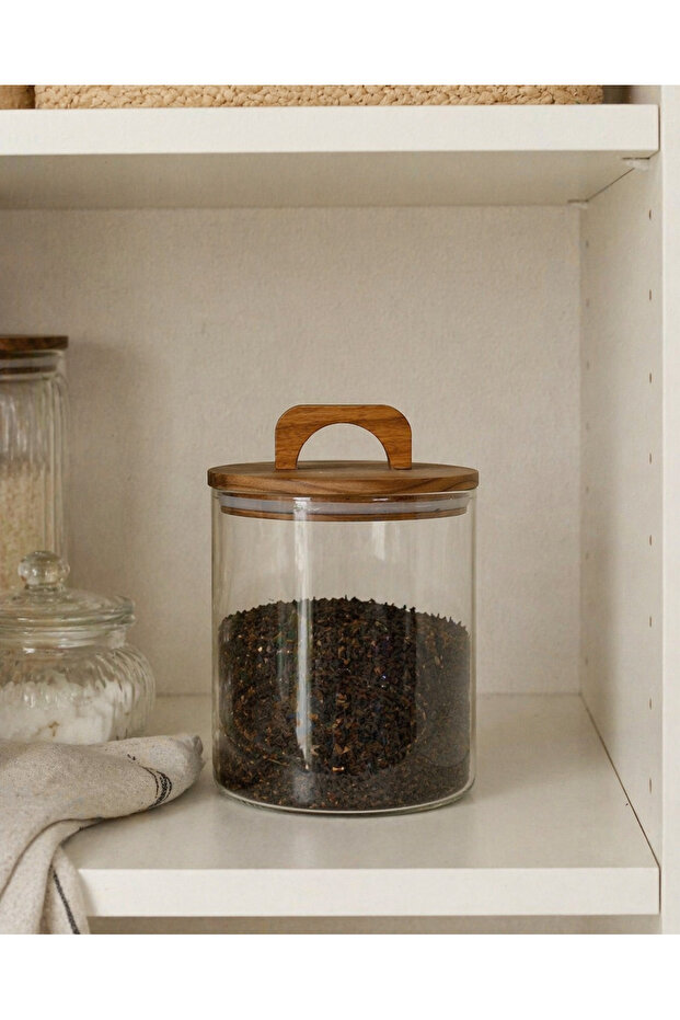 برطمان زجاجي بغطاء أكاسيا حجم كبير 1850 مل