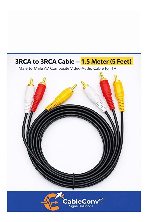 كابل AV مركب من نوع 3RCA إلى 3RCA ذكر - بطول 1.5 متر (5 أقدام)
