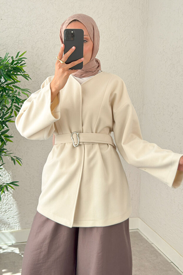 Premium Cashmere Coat 0019 - Cream